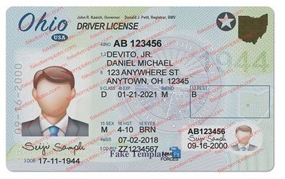 Editable Blank Ohio Drivers License Template