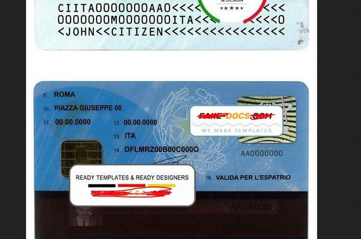 Italy ID Card Template Features