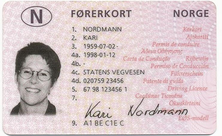 fake Norwegian driving license